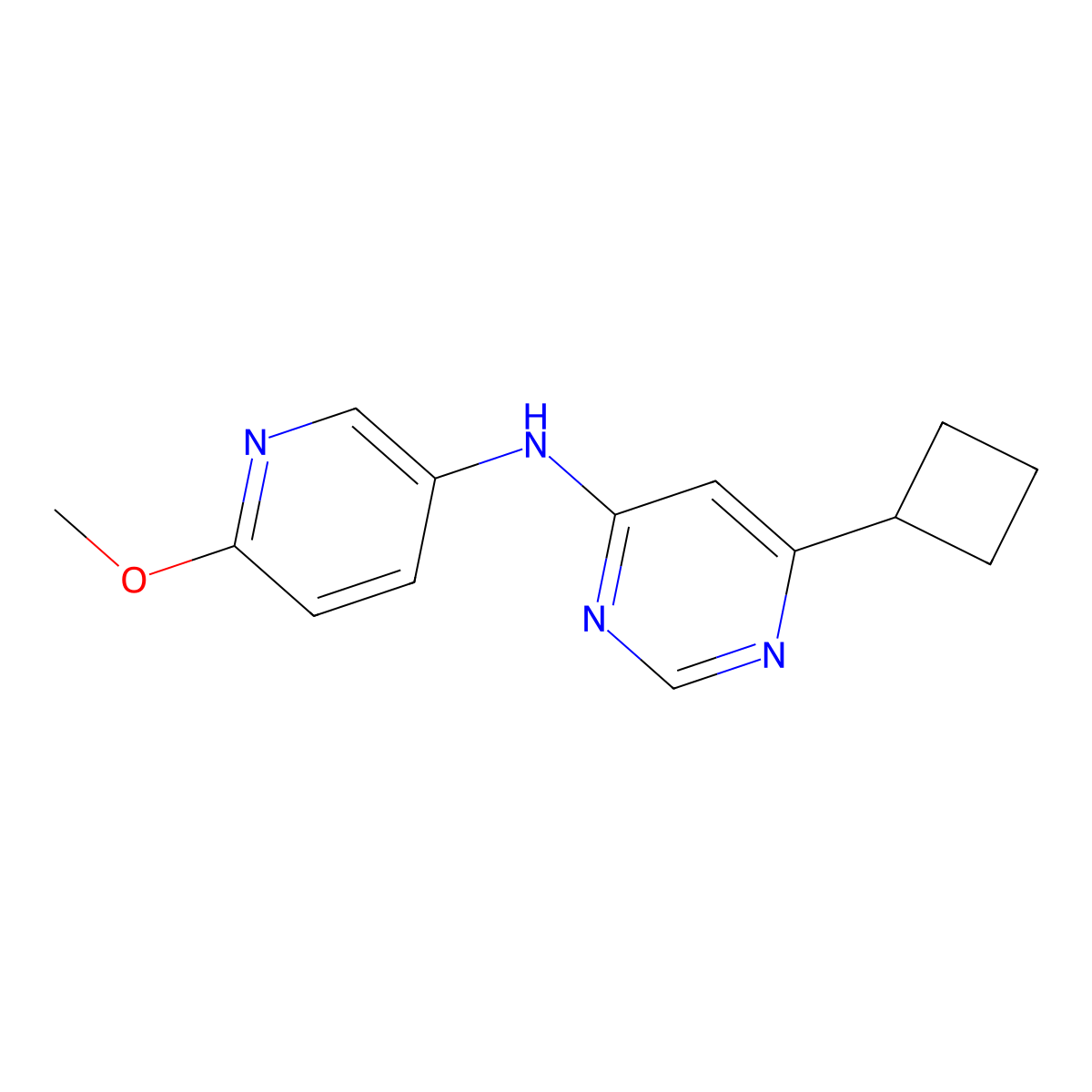 6-cyclobutyl-N-(6-methoxypyridin-3-yl)pyrimidin-4-amine molecular structure, CAS 2176069-10-4