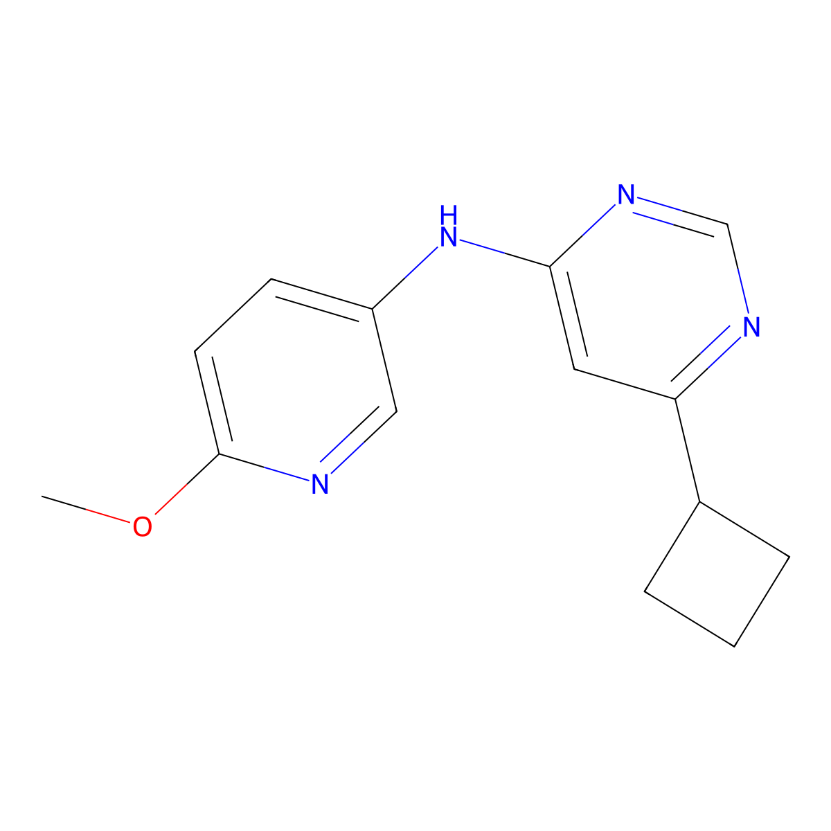 6-cyclobutyl-N-(6-methoxypyridin-3-yl)pyrimidin-4-amine molecular structure, CAS 2176069-10-4