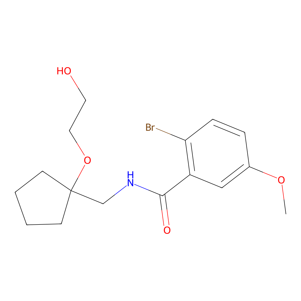 2-bromo-N-{[1-(2-hydroxyethoxy)cyclopentyl]methyl}-5-methoxybenzamide molecular structure, CAS 2176069-11-5