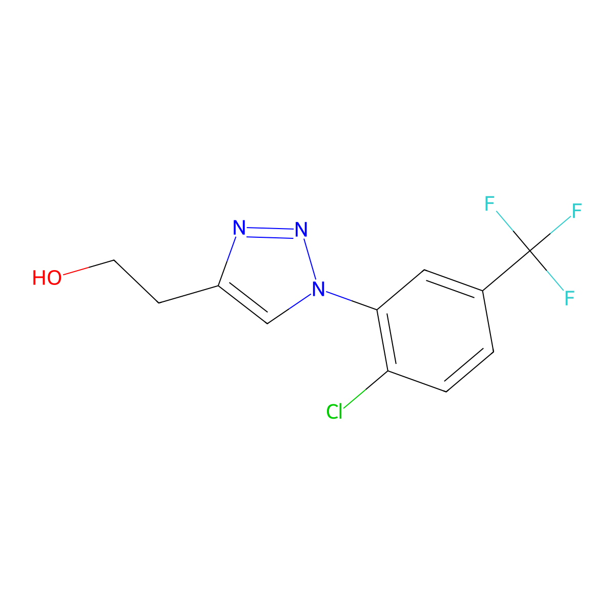 2-{1-[2-chloro-5-(trifluoromethyl)phenyl]-1H-1,2,3-triazol-4-yl}ethan-1-ol molecular structure, CAS 2176069-19-3