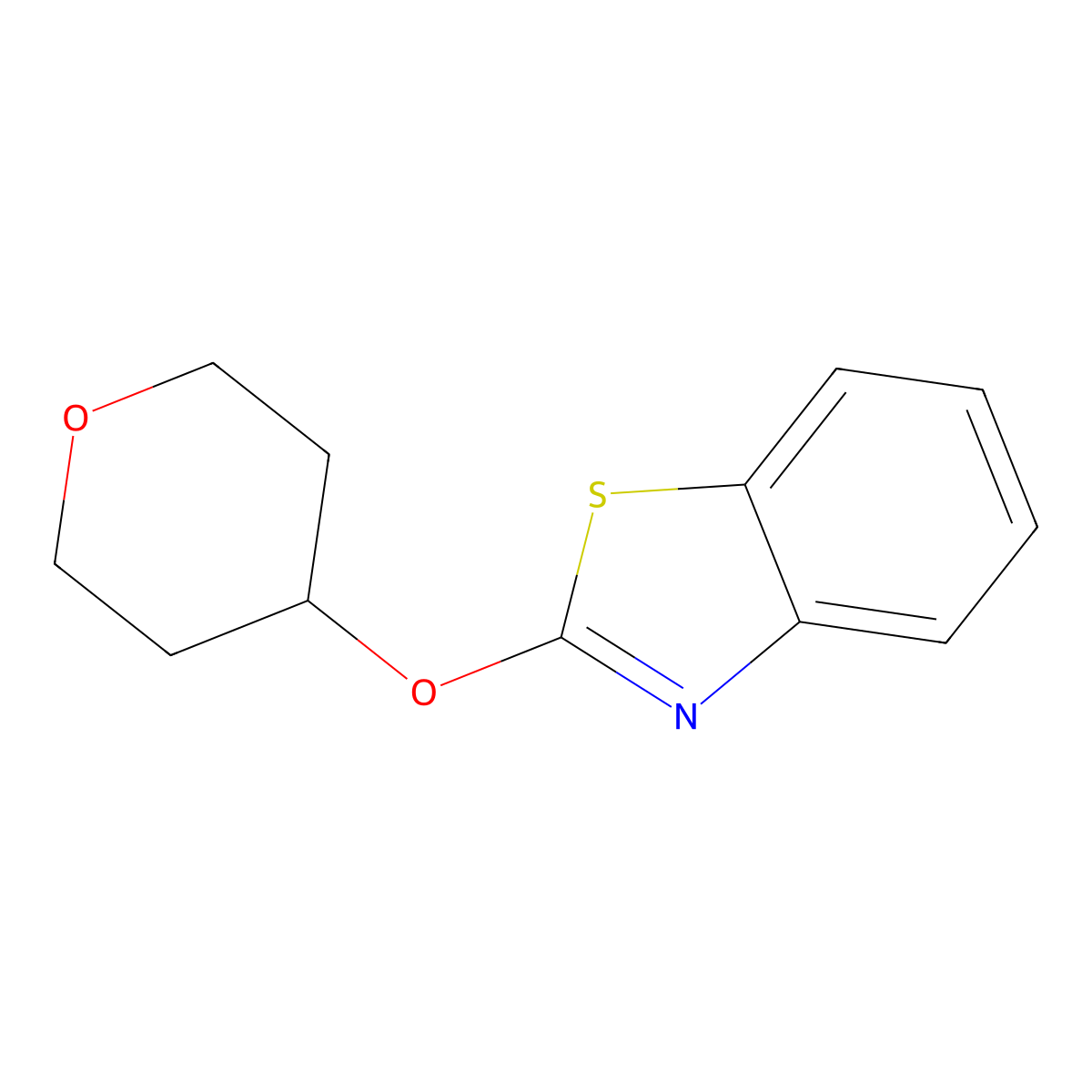 2-(Oxan-4-yloxy)-1,3-benzothiazole molecular structure, CAS 2176069-21-7
