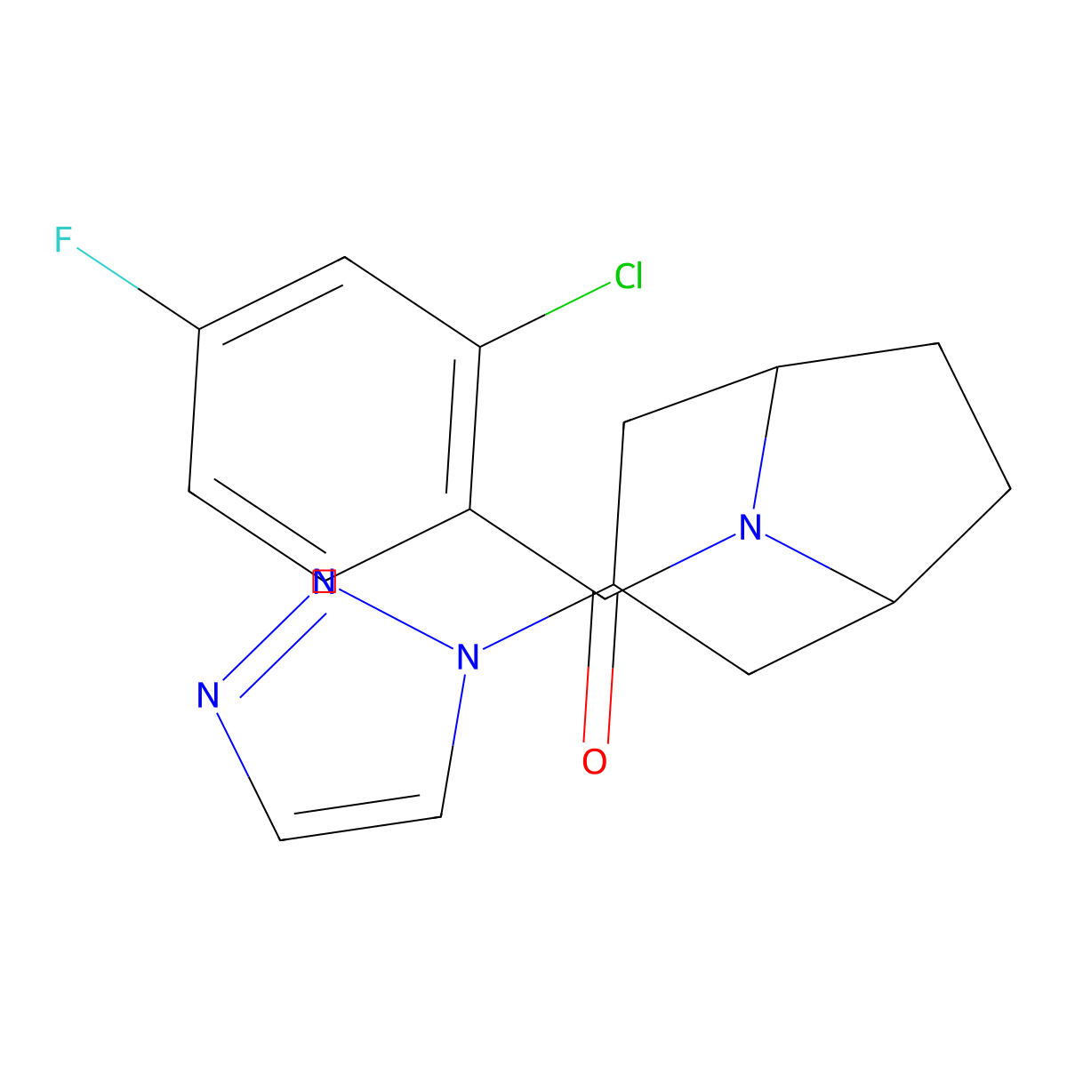 8-(2-chloro-4-fluorobenzoyl)-3-(1H-1,2,3-triazol-1-yl)-8-azabicyclo[3.2.1]octane molecular structure, CAS 2176069-22-8