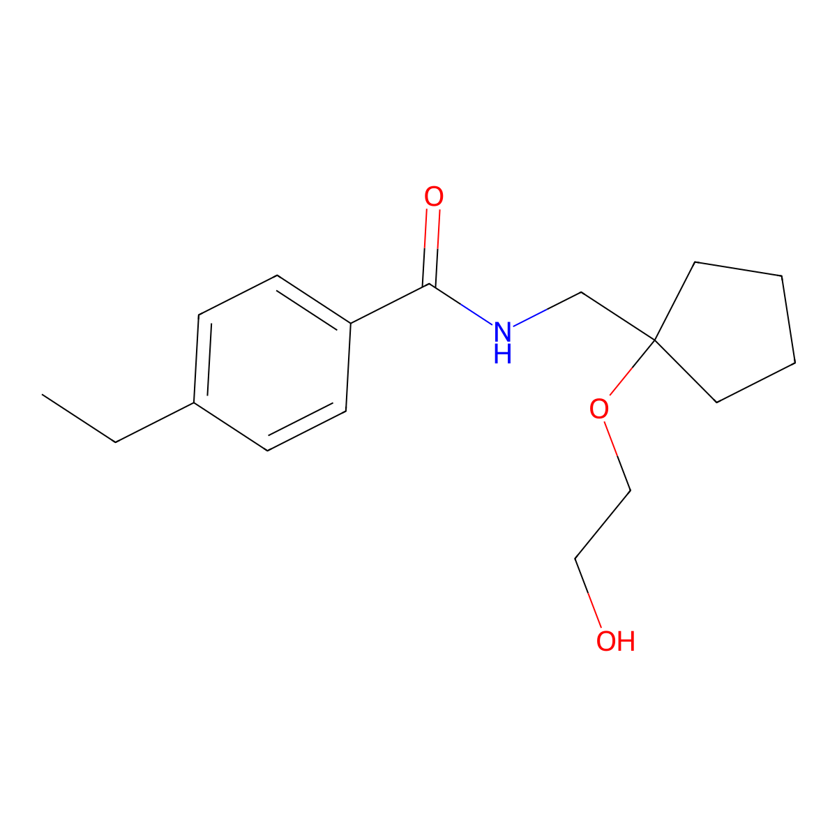 4-ethyl-N-{[1-(2-hydroxyethoxy)cyclopentyl]methyl}benzamide molecular structure, CAS 2176069-24-0
