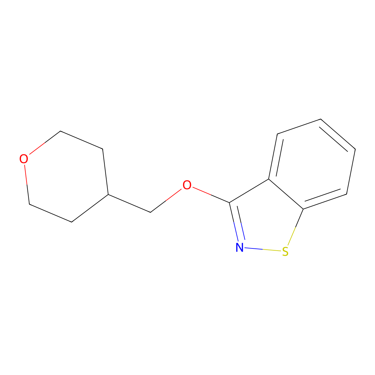 3-[(Oxan-4-yl)methoxy]-1,2-benzothiazole molecular structure, CAS 2176069-25-1