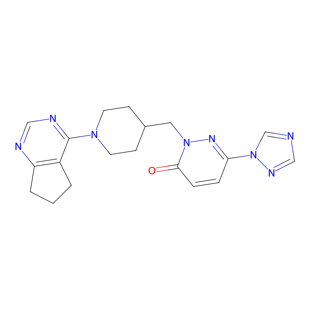 2-[(1-{5H,6H,7H-cyclopenta[d]pyrimidin-4-yl}piperidin-4-yl)methyl]-6-(1H-1,2,4-triazol-1-yl)-2,3-dihydropyridazin-3-one molecular structure, CAS 2176069-26-2