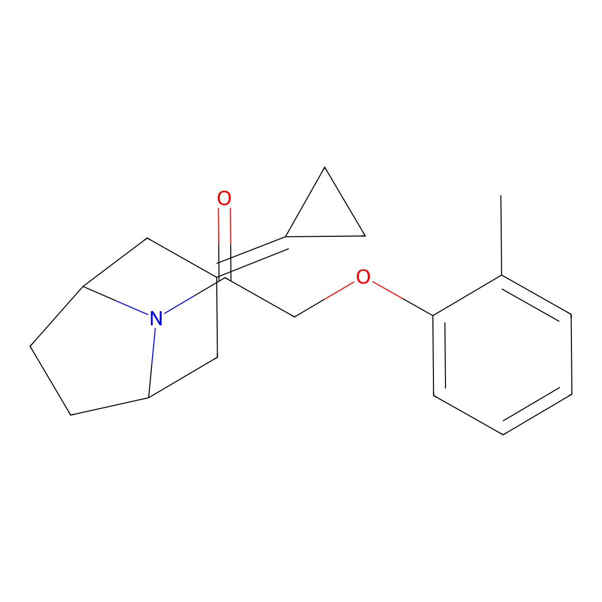 1-{3-Cyclopropylidene-8-azabicyclo[3.2.1]octan-8-yl}-2-(2-methylphenoxy)ethan-1-one molecular structure, CAS 2176069-28-4
