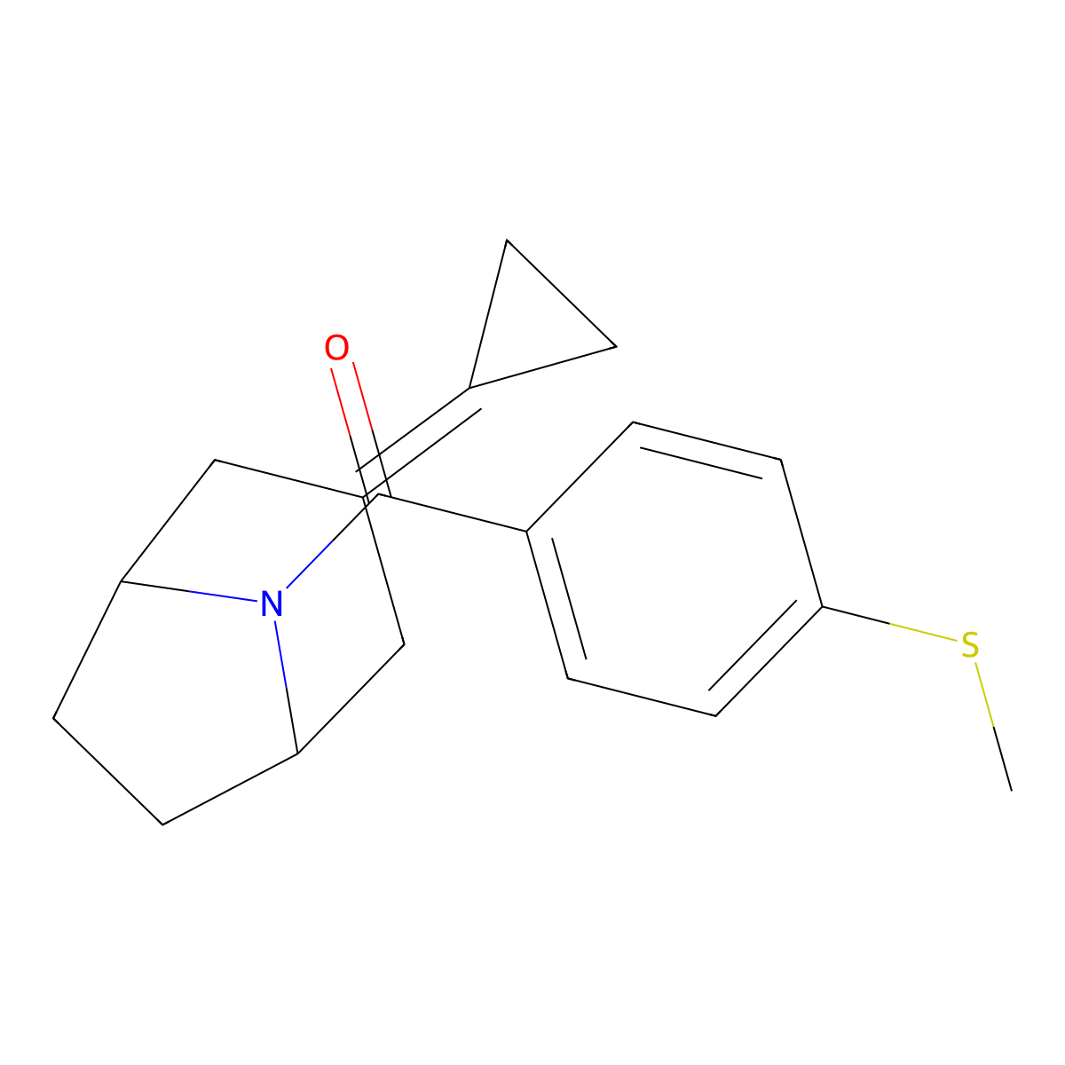 ((1R,5S)-3-cyclopropylidene-8-azabicyclo[3.2.1]octan-8-yl)(4-(methylthio)phenyl)methanone molecular structure, CAS 2176069-31-9