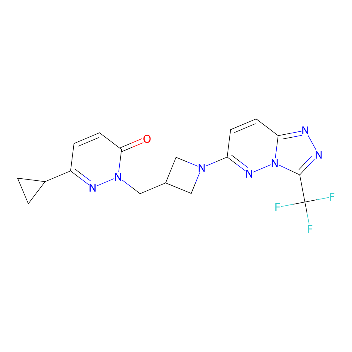6-Cyclopropyl-2-({1-[3-(trifluoromethyl)-[1,2,4]triazolo[4,3-b]pyridazin-6-yl]azetidin-3-yl}methyl)-2,3-dihydropyridazin-3-one molecular structure, CAS 2176069-35-3