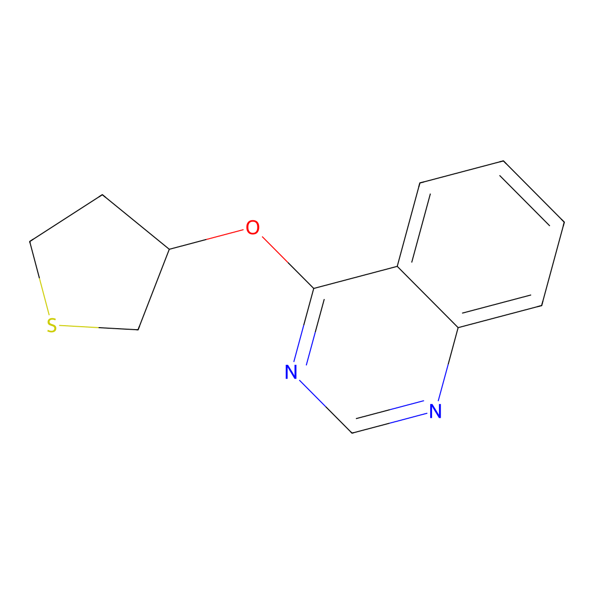 4-(Thiolan-3-yloxy)quinazoline molecular structure, CAS 2176069-37-5