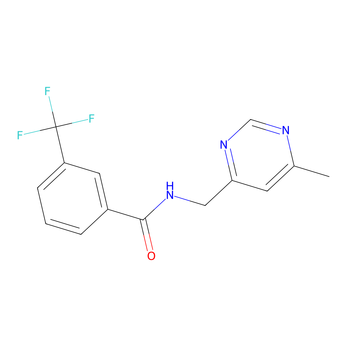 N-[(6-methylpyrimidin-4-yl)methyl]-3-(trifluoromethyl)benzamide molecular structure, CAS 2176069-43-3