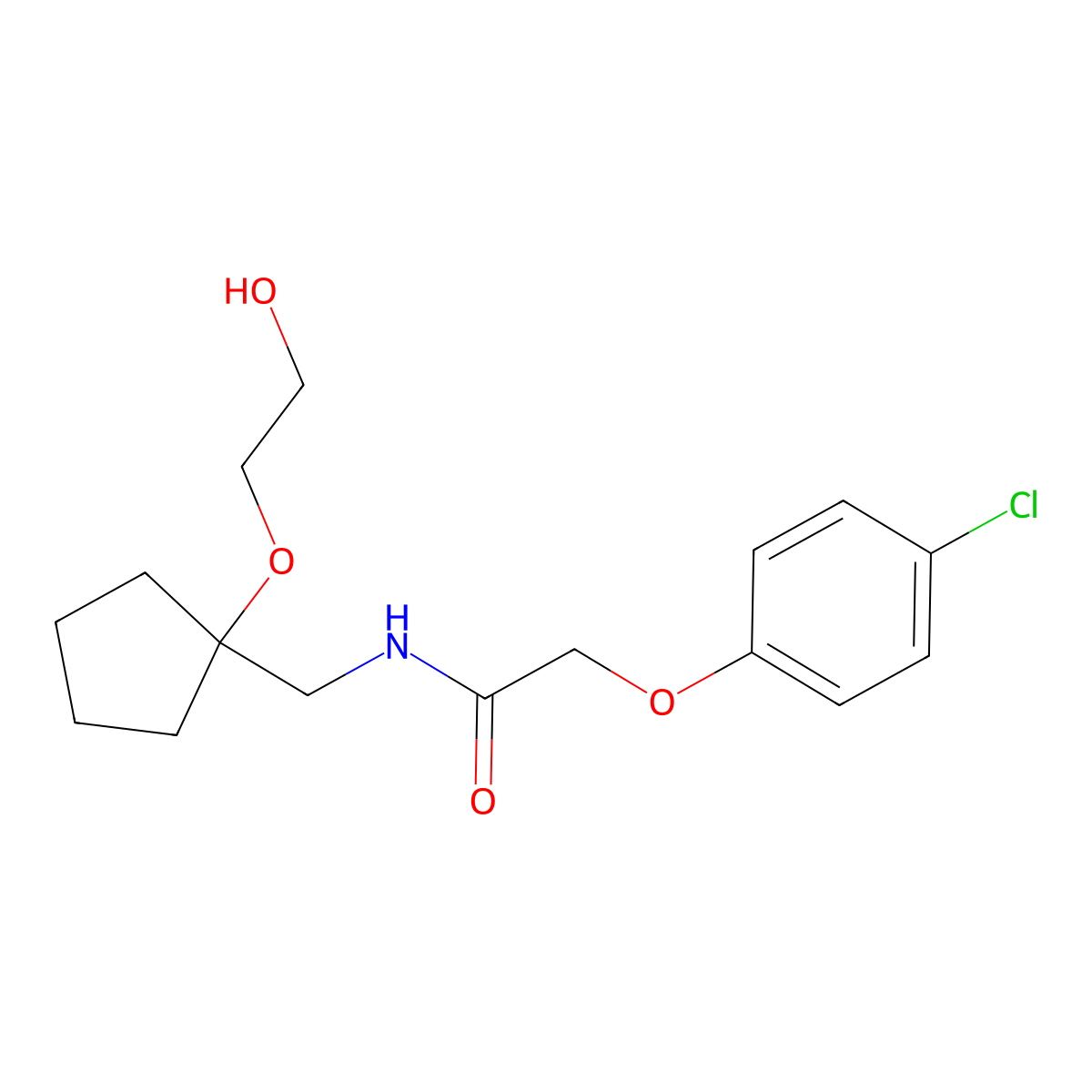 2-(4-chlorophenoxy)-N-{[1-(2-hydroxyethoxy)cyclopentyl]methyl}acetamide molecular structure, CAS 2176069-45-5