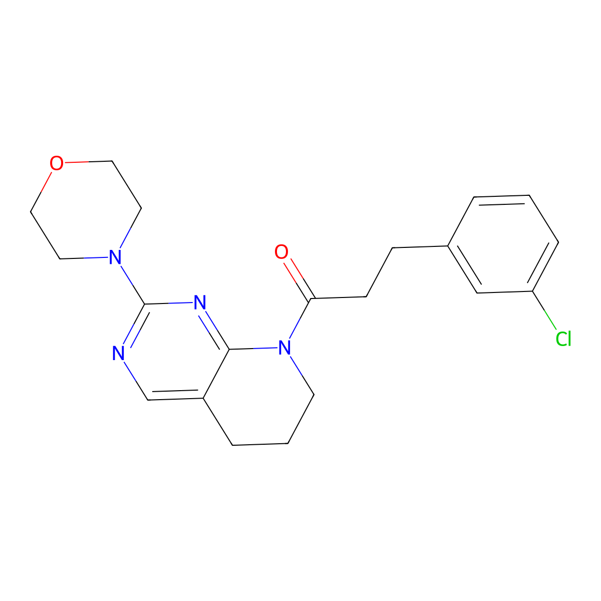 3-(3-chlorophenyl)-1-[2-(morpholin-4-yl)-5H,6H,7H,8H-pyrido[2,3-d]pyrimidin-8-yl]propan-1-one molecular structure, CAS 2176069-50-2