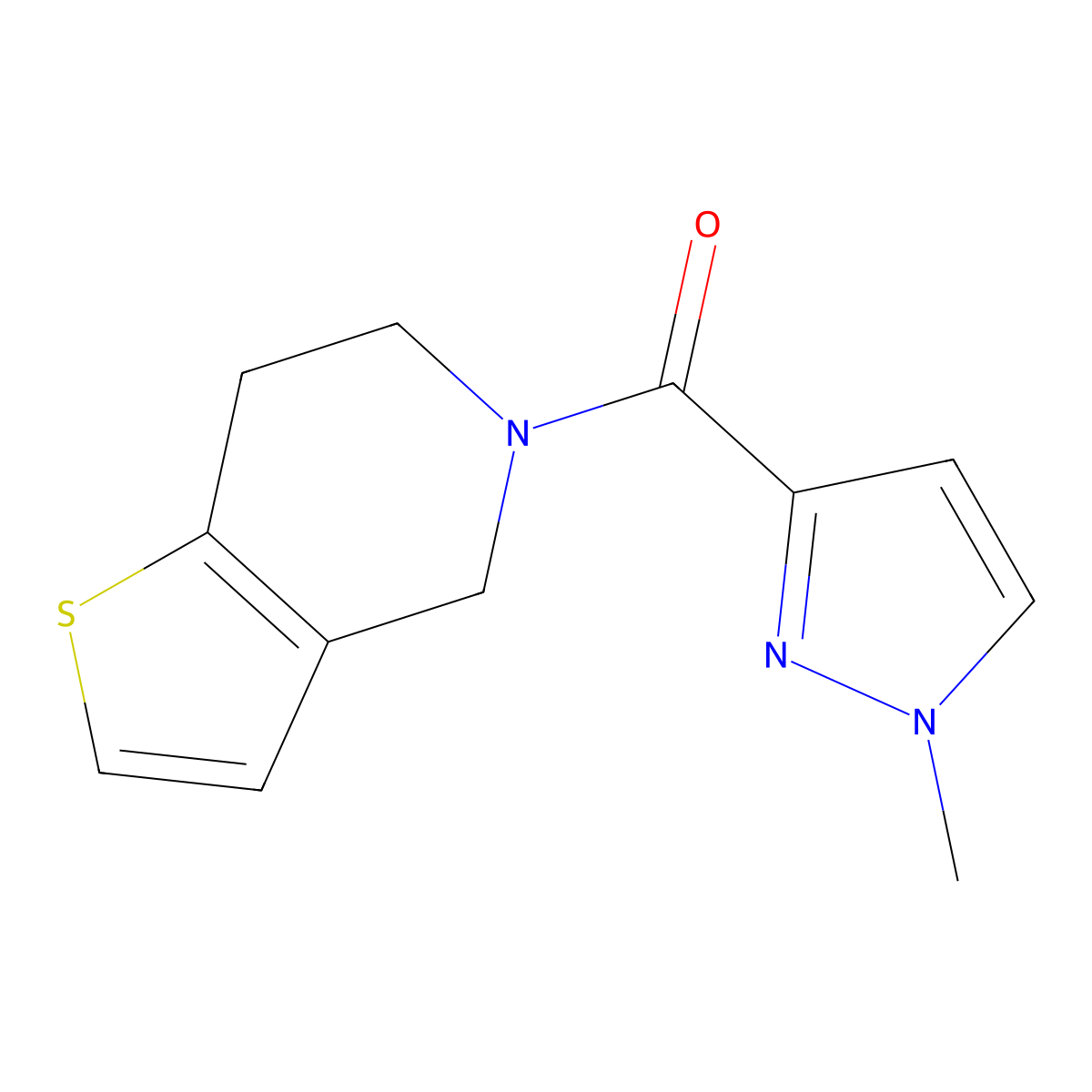 (6,7-dihydrothieno[3,2-c]pyridin-5(4H)-yl)(1-methyl-1H-pyrazol-3-yl)methanone molecular structure, CAS 2176069-61-5