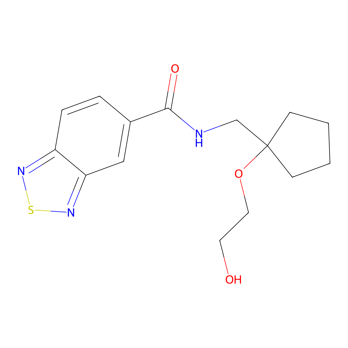 N-((1-(2-hydroxyethoxy)cyclopentyl)methyl)benzo[c][1,2,5]thiadiazole-5-carboxamide molecular structure, CAS 2176069-64-8