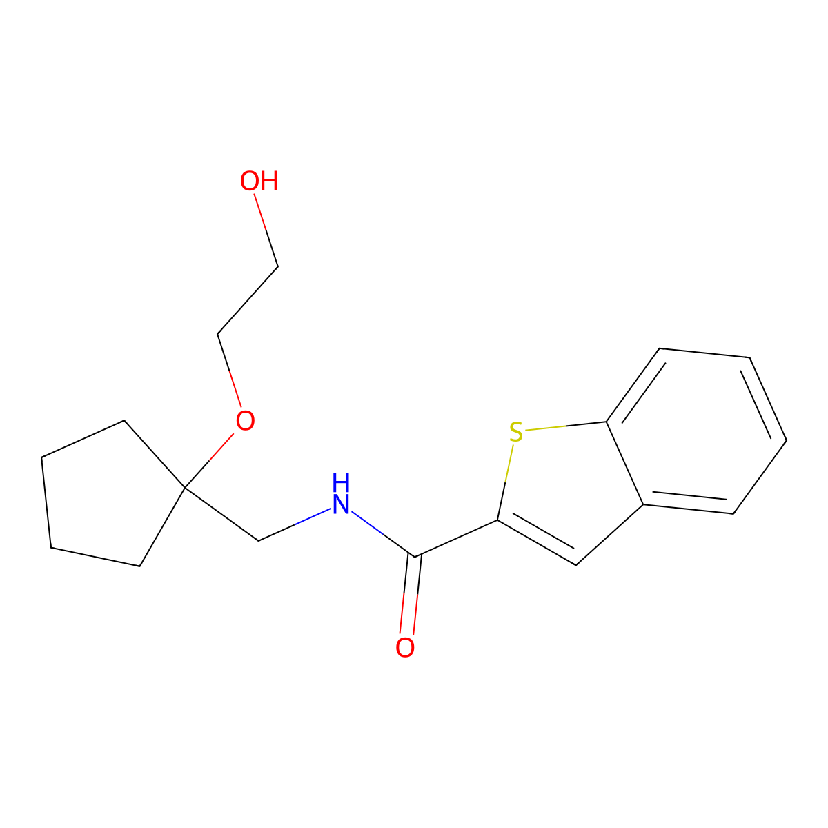 N-{[1-(2-hydroxyethoxy)cyclopentyl]methyl}-1-benzothiophene-2-carboxamide molecular structure, CAS 2176069-69-3