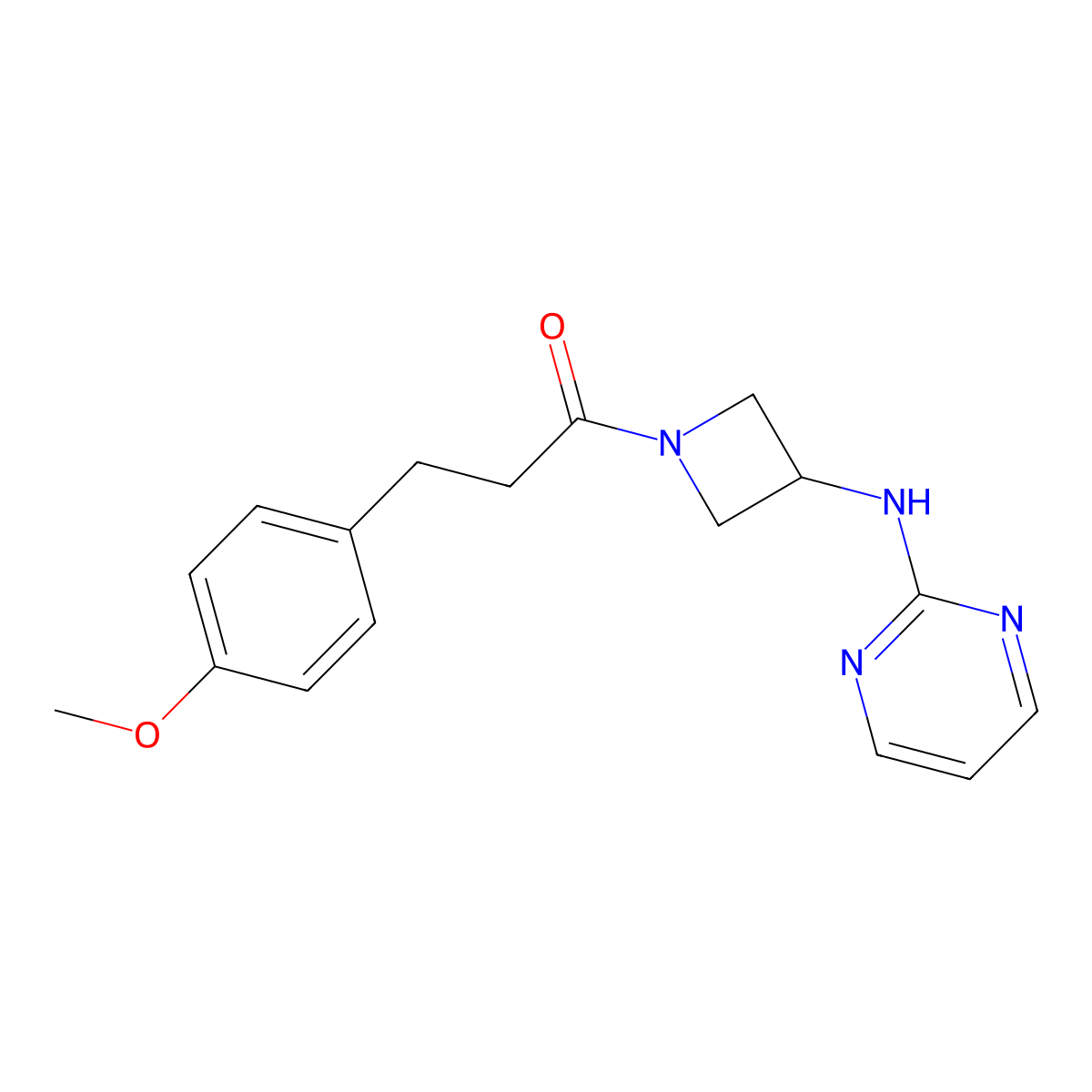3-(4-Methoxyphenyl)-1-(3-(pyrimidin-2-ylamino)azetidin-1-yl)propan-1-one molecular structure, CAS 2176069-70-6
