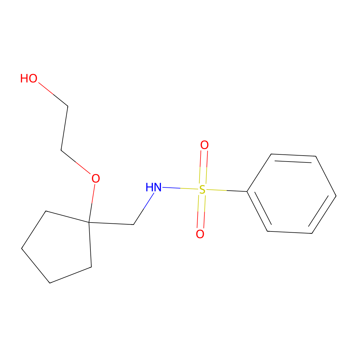 N-((1-(2-hydroxyethoxy)cyclopentyl)methyl)benzenesulfonamide molecular structure, CAS 2176069-79-5