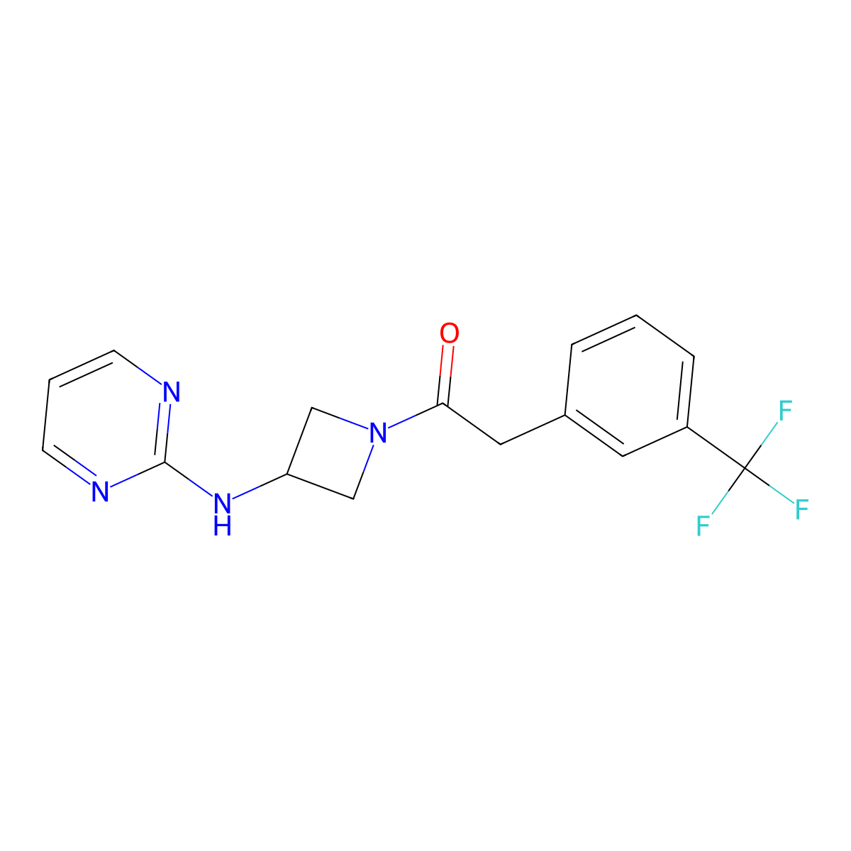 1-(3-(Pyrimidin-2-ylamino)azetidin-1-yl)-2-(3-(trifluoromethyl)phenyl)ethanone molecular structure, CAS 2176069-80-8