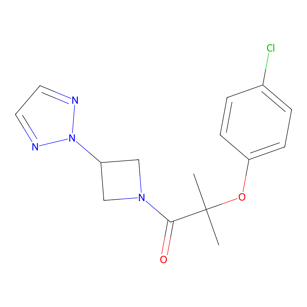 1-(3-(2H-1,2,3-triazol-2-yl)azetidin-1-yl)-2-(4-chlorophenoxy)-2-methylpropan-1-one molecular structure, CAS 2176069-84-2