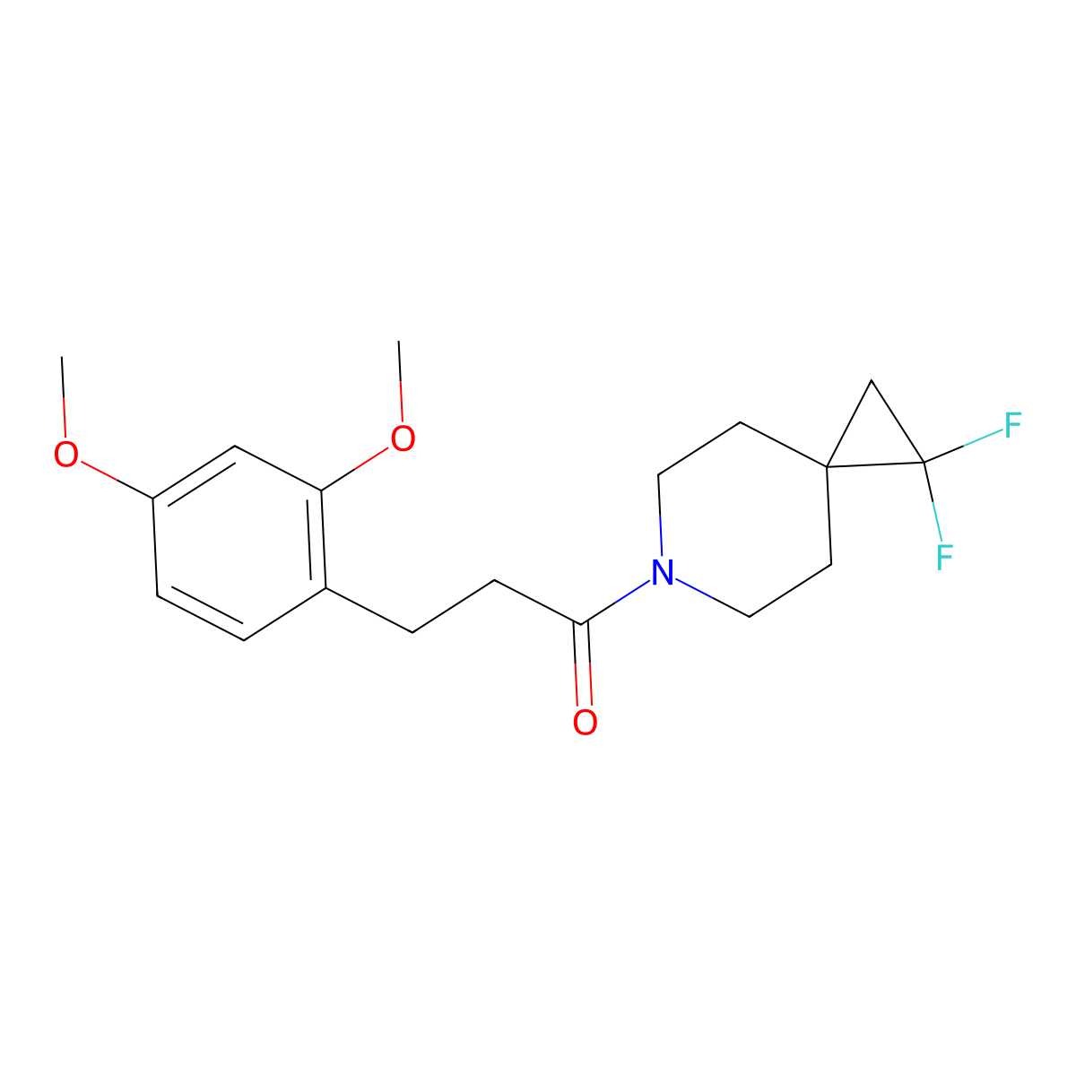 1-{1,1-Difluoro-6-azaspiro[2.5]octan-6-yl}-3-(2,4-dimethoxyphenyl)propan-1-one molecular structure, CAS 2176069-87-5