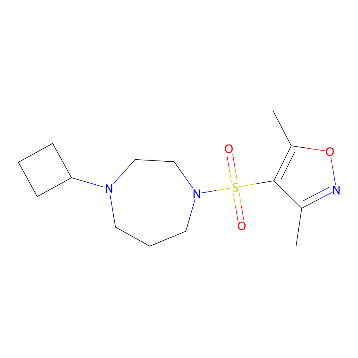 1-Cyclobutyl-4-[(3,5-dimethyl-1,2-oxazol-4-yl)sulfonyl]-1,4-diazepane molecular structure, CAS 2176069-93-3