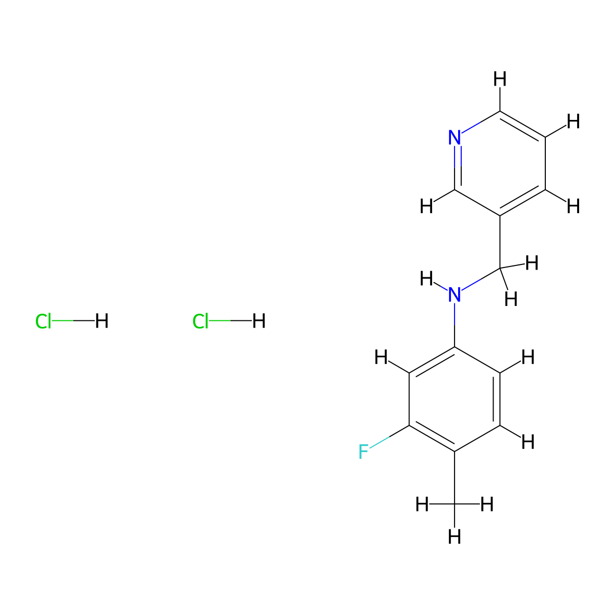 3-fluoro-4-methyl-N-(pyridin-3-ylmethyl)aniline dihydrochloride molecular structure, CAS 2176069-94-4