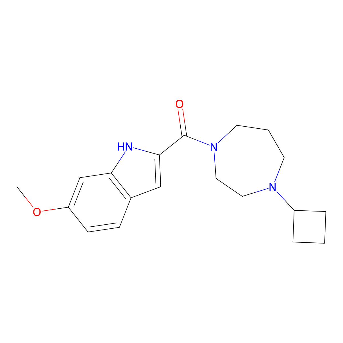 2-(4-cyclobutyl-1,4-diazepane-1-carbonyl)-6-methoxy-1H-indole molecular structure, CAS 2176069-95-5