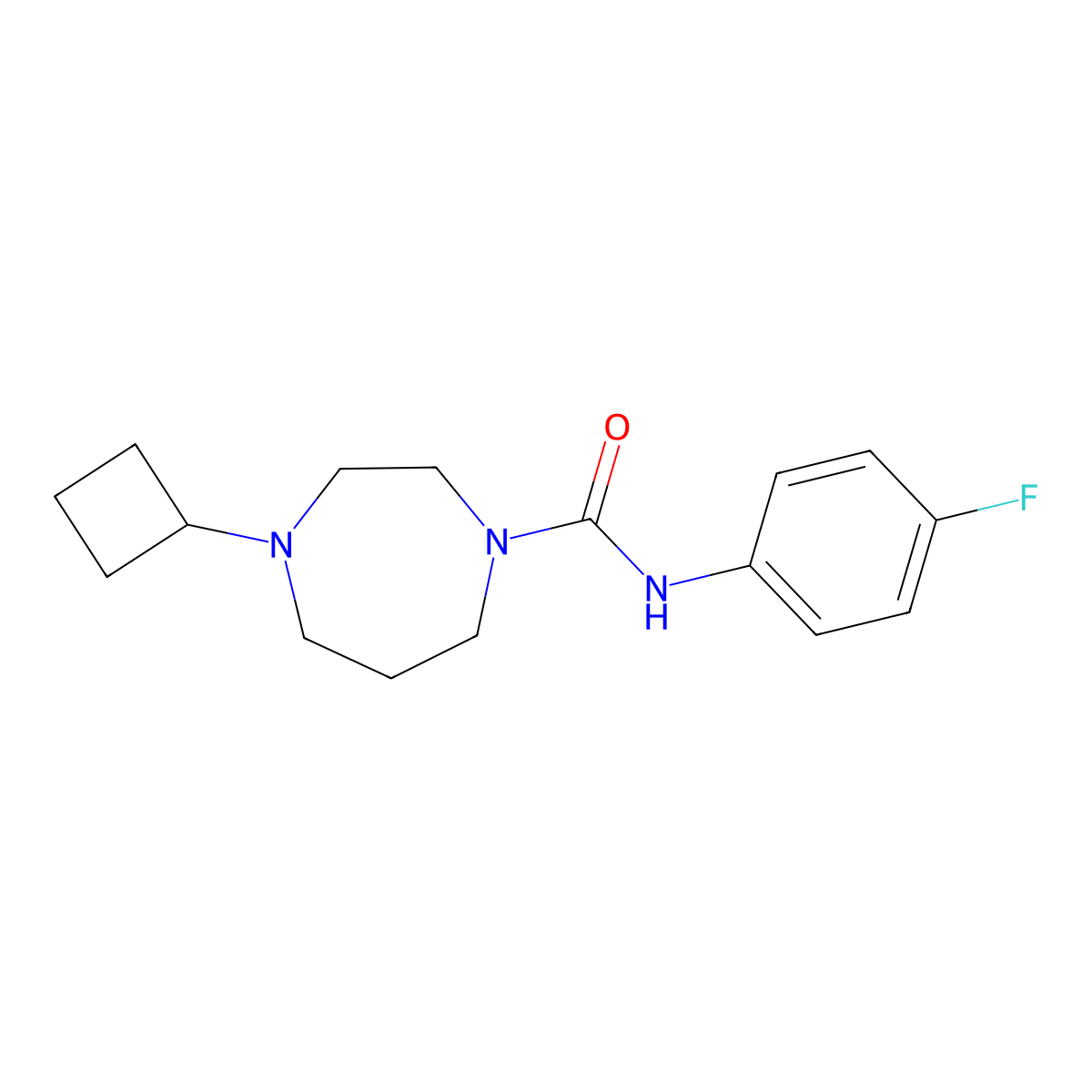 4-cyclobutyl-N-(4-fluorophenyl)-1,4-diazepane-1-carboxamide molecular structure, CAS 2176070-05-4