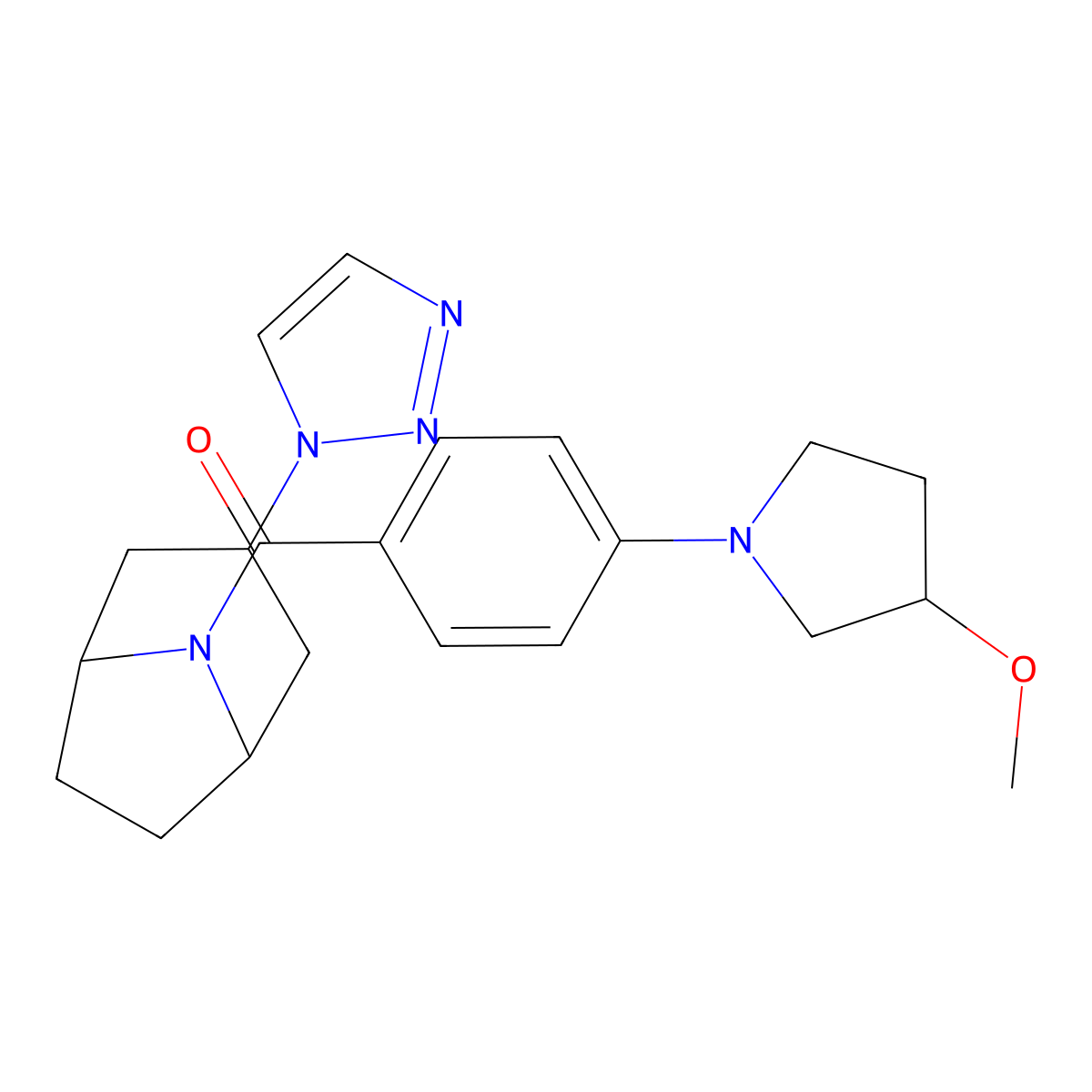 8-[4-(3-methoxypyrrolidin-1-yl)benzoyl]-3-(1H-1,2,3-triazol-1-yl)-8-azabicyclo[3.2.1]octane molecular structure, CAS 2176070-07-6