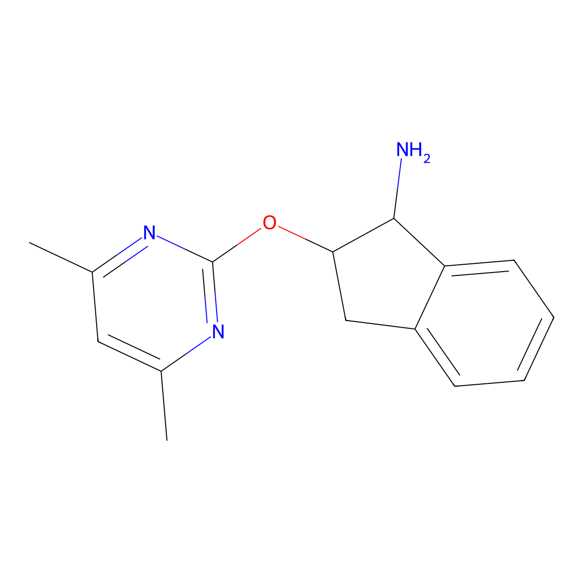 2-[(4,6-dimethylpyrimidin-2-yl)oxy]-2,3-dihydro-1H-inden-1-amine molecular structure, CAS 2176070-08-7