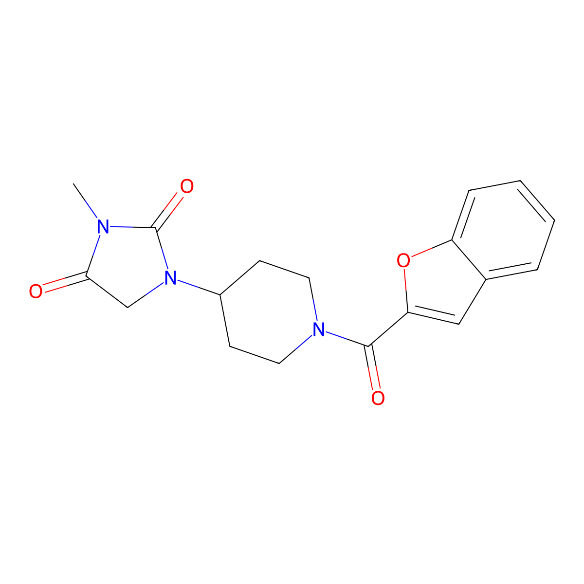 1-[1-(1-Benzofuran-2-carbonyl)piperidin-4-yl]-3-methylimidazolidine-2,4-dione molecular structure, CAS 2176070-11-2