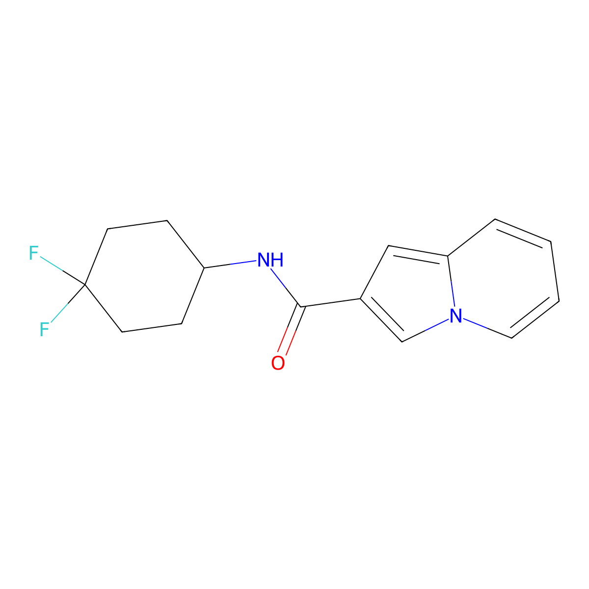 N-(4,4-difluorocyclohexyl)indolizine-2-carboxamide molecular structure, CAS 2176070-12-3