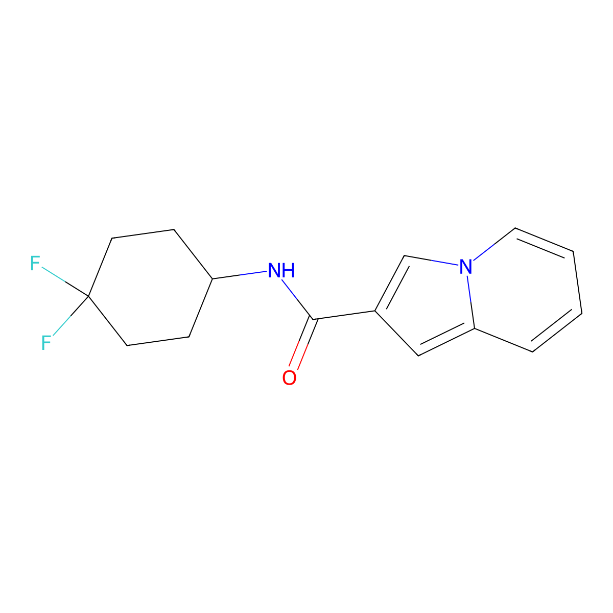 N-(4,4-difluorocyclohexyl)indolizine-2-carboxamide molecular structure, CAS 2176070-12-3