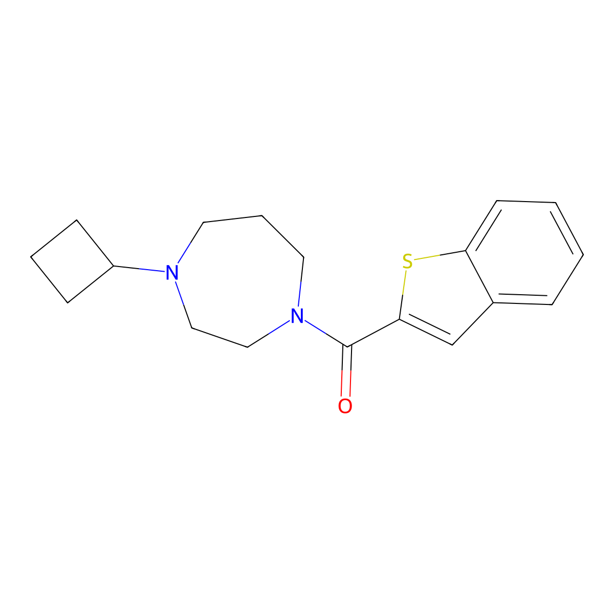1-(1-Benzothiophene-2-carbonyl)-4-cyclobutyl-1,4-diazepane molecular structure, CAS 2176070-21-4