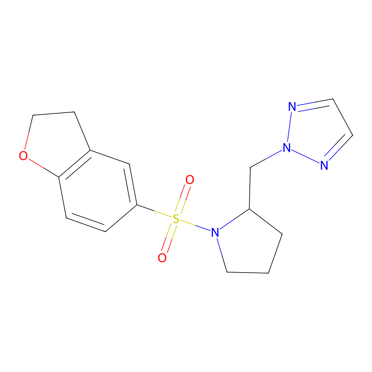 2-{[1-(2,3-dihydro-1-benzofuran-5-sulfonyl)pyrrolidin-2-yl]methyl}-2H-1,2,3-triazole molecular structure, CAS 2176070-25-8