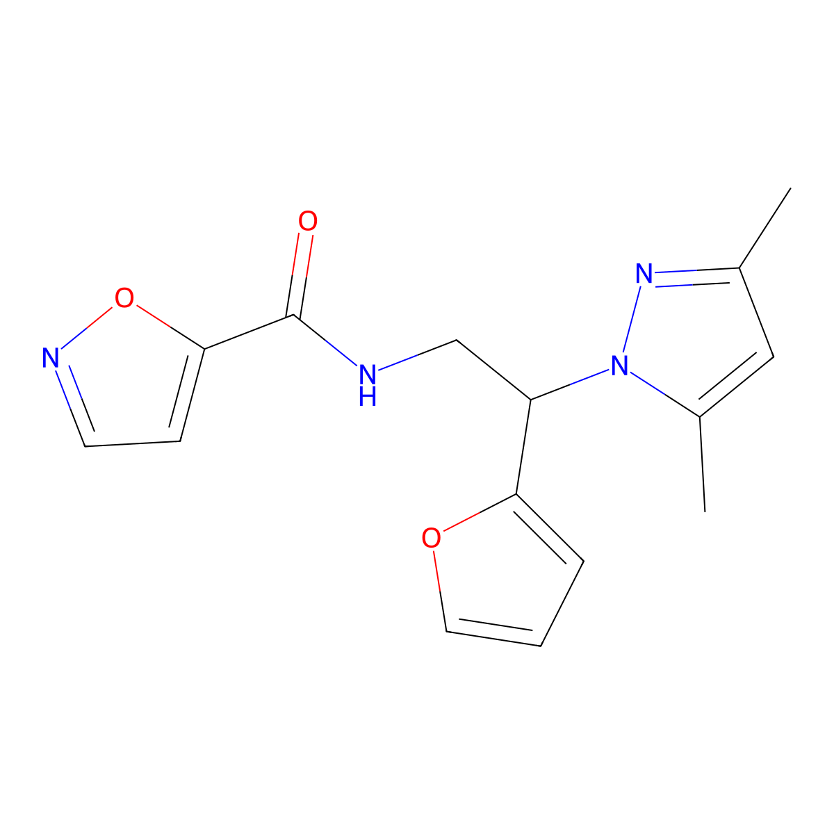 N-(2-(3,5-dimethyl-1H-pyrazol-1-yl)-2-(furan-2-yl)ethyl)isoxazole-5-carboxamide molecular structure, CAS 2176070-30-5