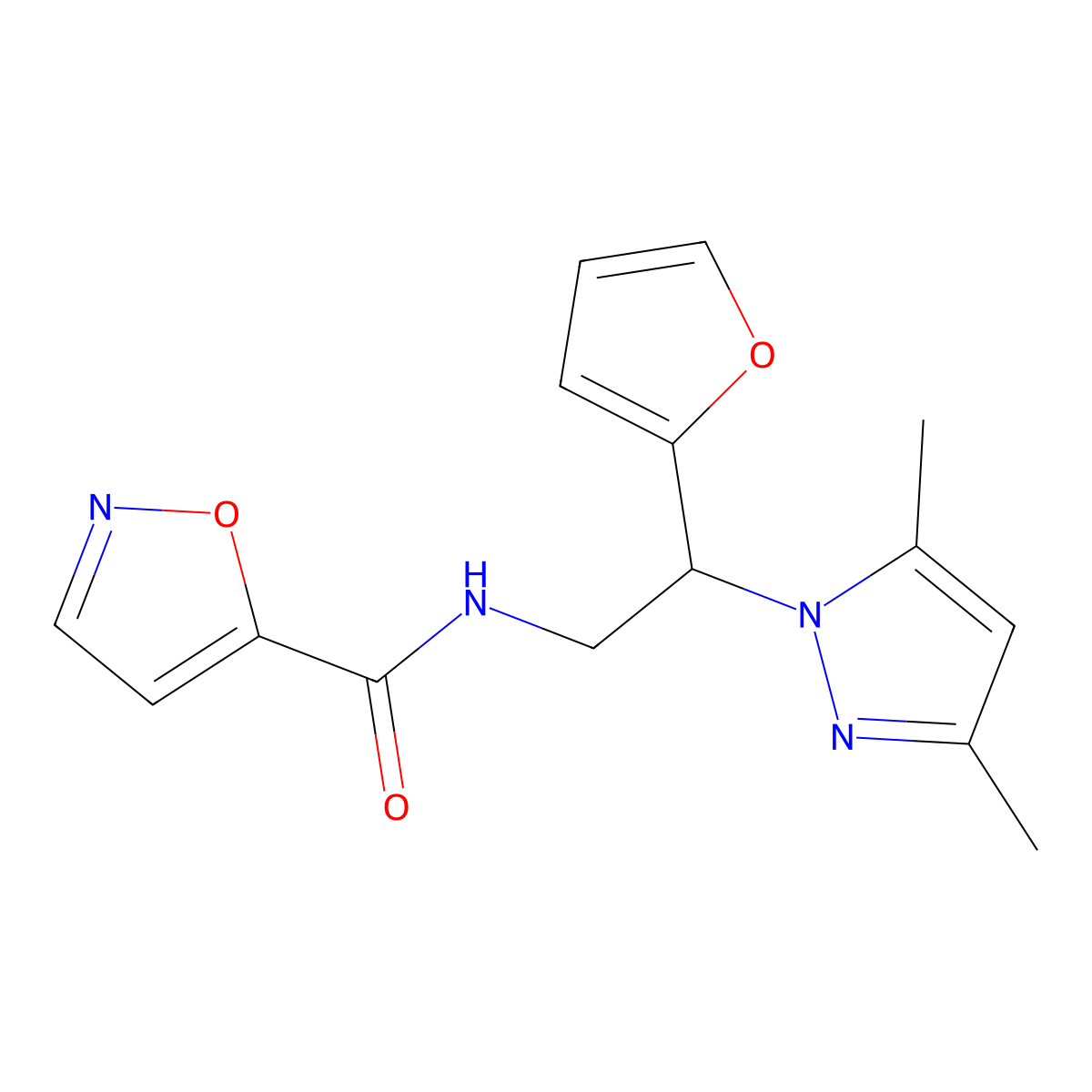 N-(2-(3,5-dimethyl-1H-pyrazol-1-yl)-2-(furan-2-yl)ethyl)isoxazole-5-carboxamide molecular structure, CAS 2176070-30-5