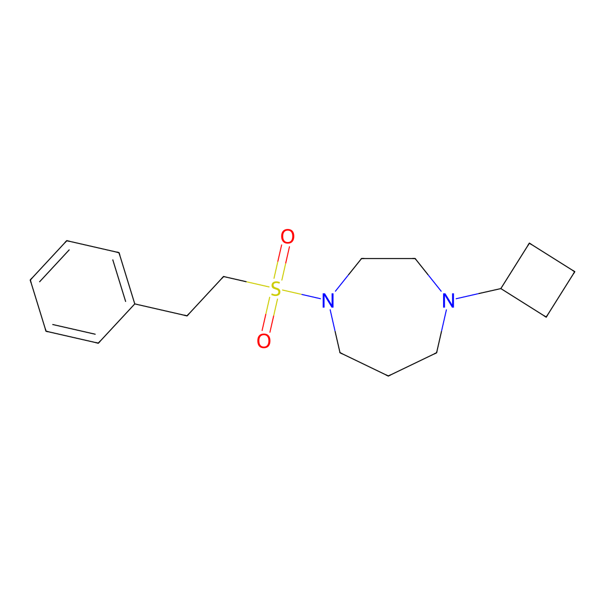 1-Cyclobutyl-4-(2-phenylethanesulfonyl)-1,4-diazepane molecular structure, CAS 2176070-32-7