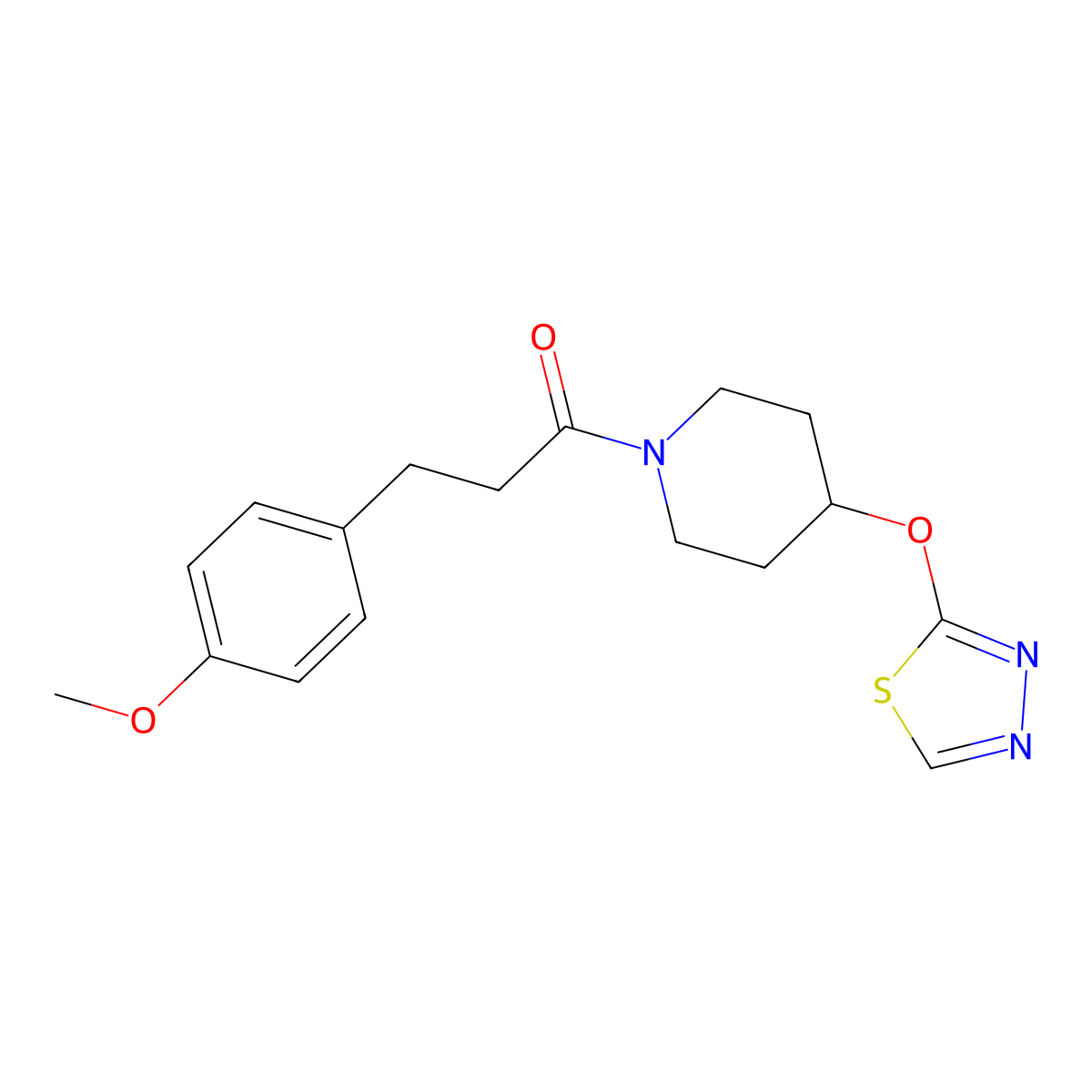 3-(4-Methoxyphenyl)-1-[4-(1,3,4-thiadiazol-2-yloxy)piperidin-1-yl]propan-1-one molecular structure, CAS 2176070-36-1