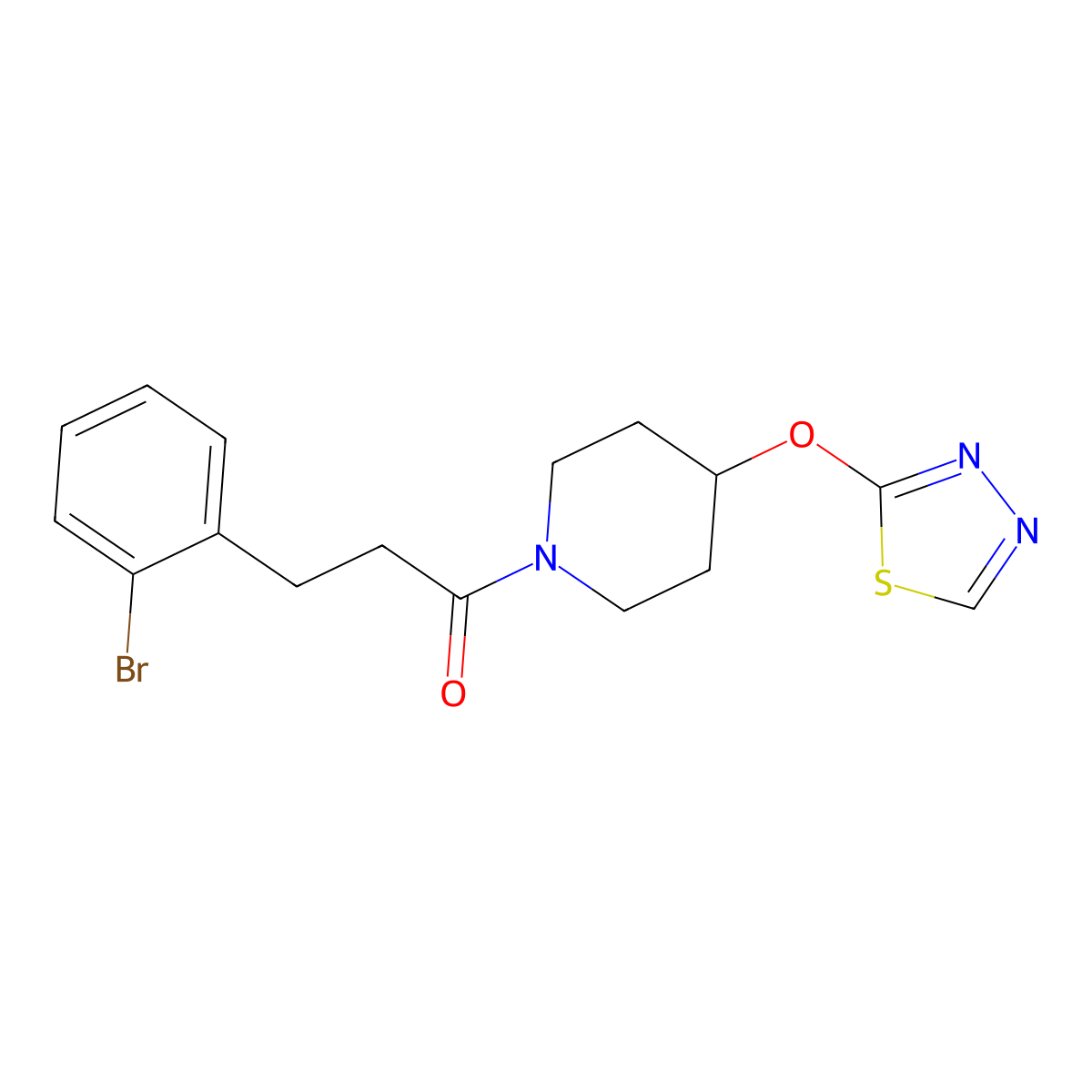 3-(2-Bromophenyl)-1-[4-(1,3,4-thiadiazol-2-yloxy)piperidin-1-yl]propan-1-one molecular structure, CAS 2176070-38-3