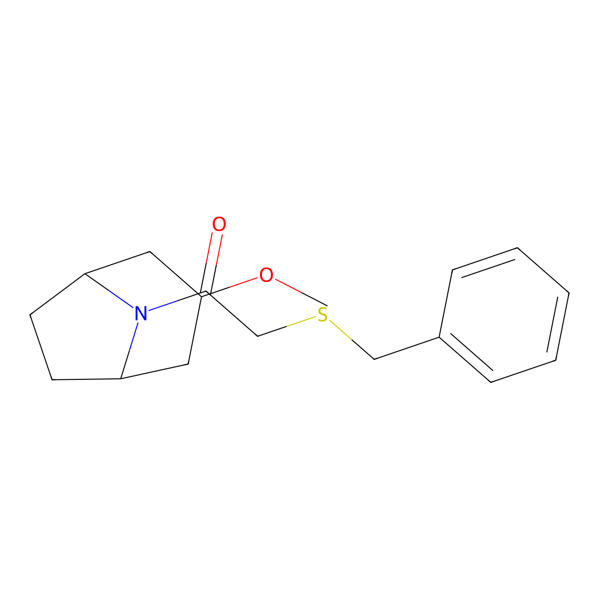 2-(Benzylsulfanyl)-1-{3-methoxy-8-azabicyclo[3.2.1]octan-8-yl}ethan-1-one molecular structure, CAS 2176070-39-4