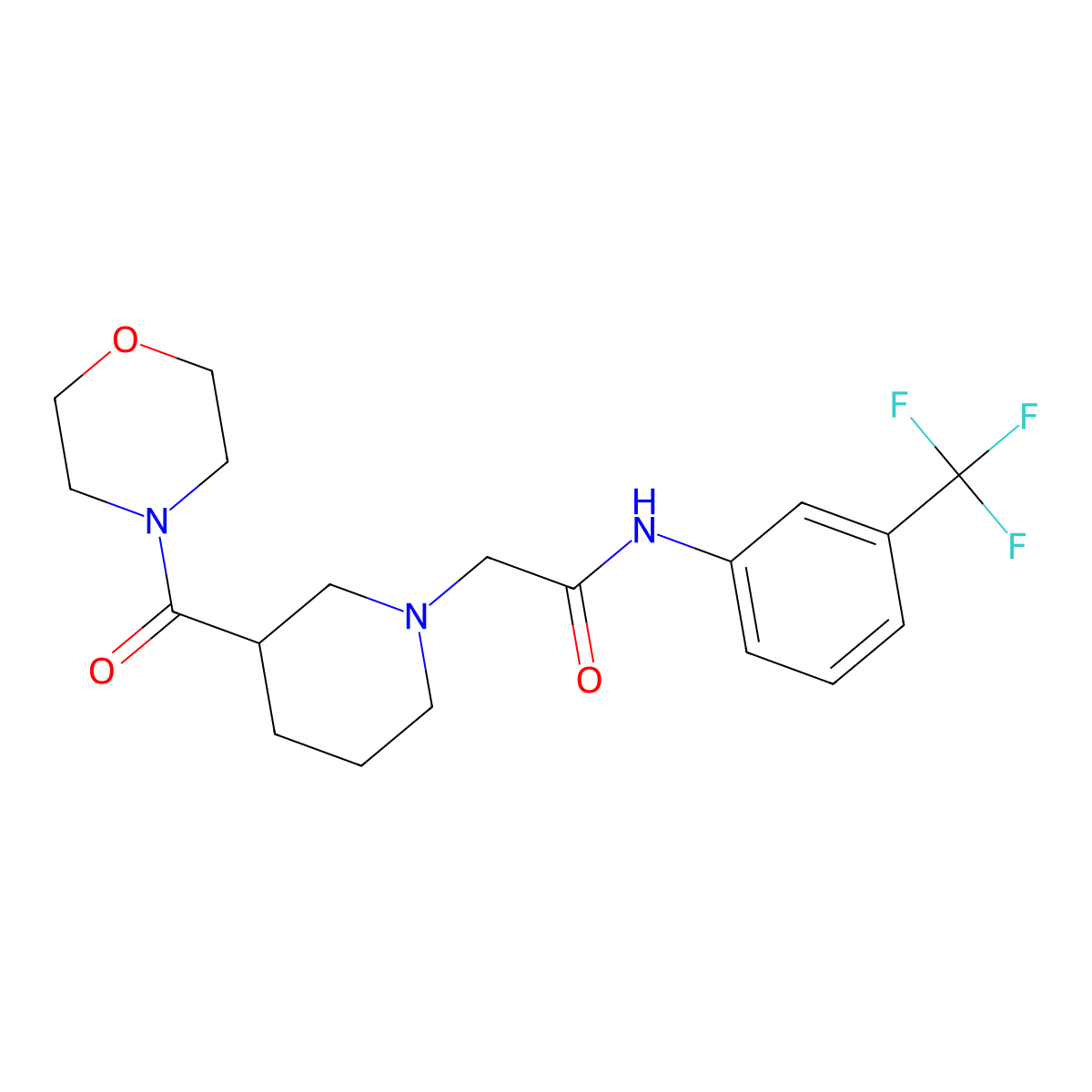 2-[3-(morpholine-4-carbonyl)piperidin-1-yl]-N-[3-(trifluoromethyl)phenyl]acetamide molecular structure, CAS 2176109-85-4