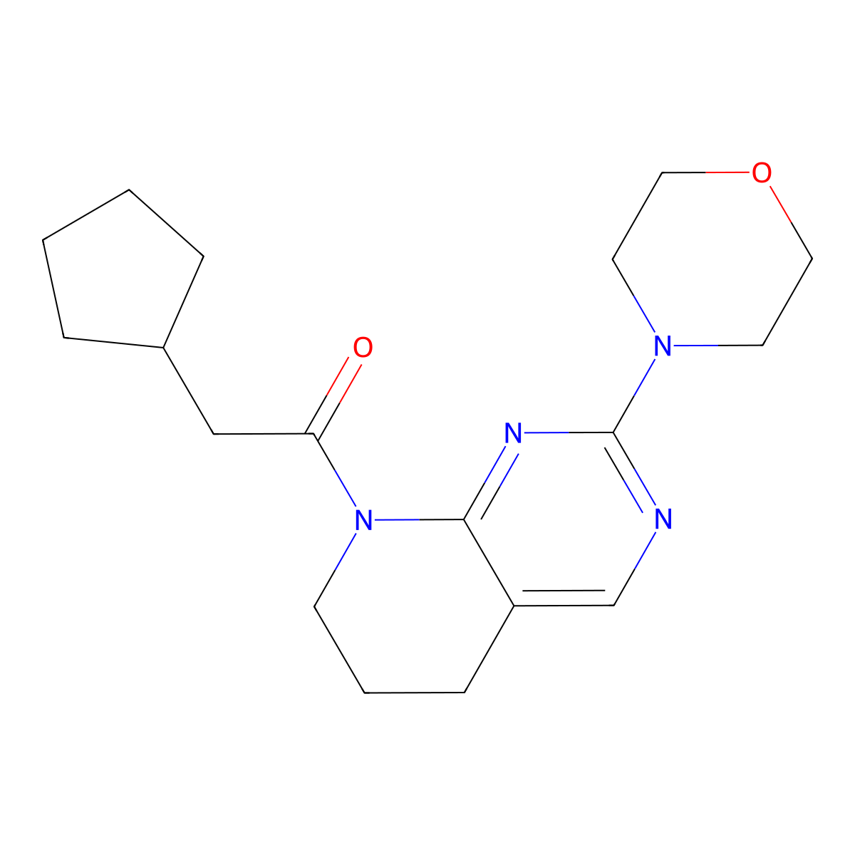 2-cyclopentyl-1-[2-(morpholin-4-yl)-5H,6H,7H,8H-pyrido[2,3-d]pyrimidin-8-yl]ethan-1-one molecular structure, CAS 2176124-28-8