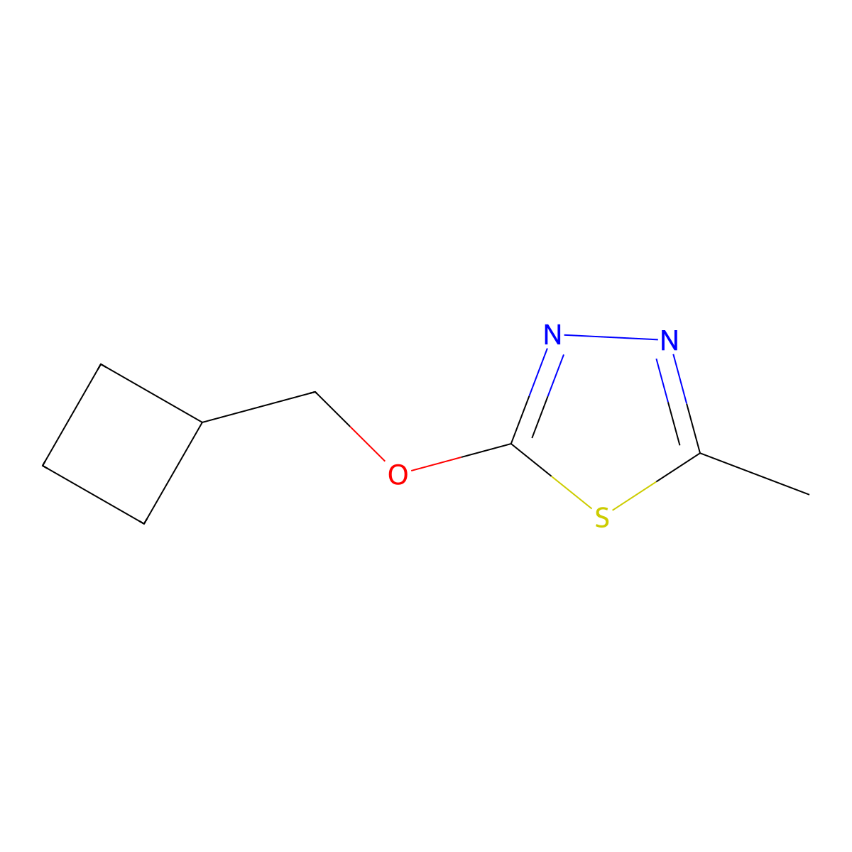 2-(Cyclobutylmethoxy)-5-methyl-1,3,4-thiadiazole molecular structure, CAS 2176124-31-3