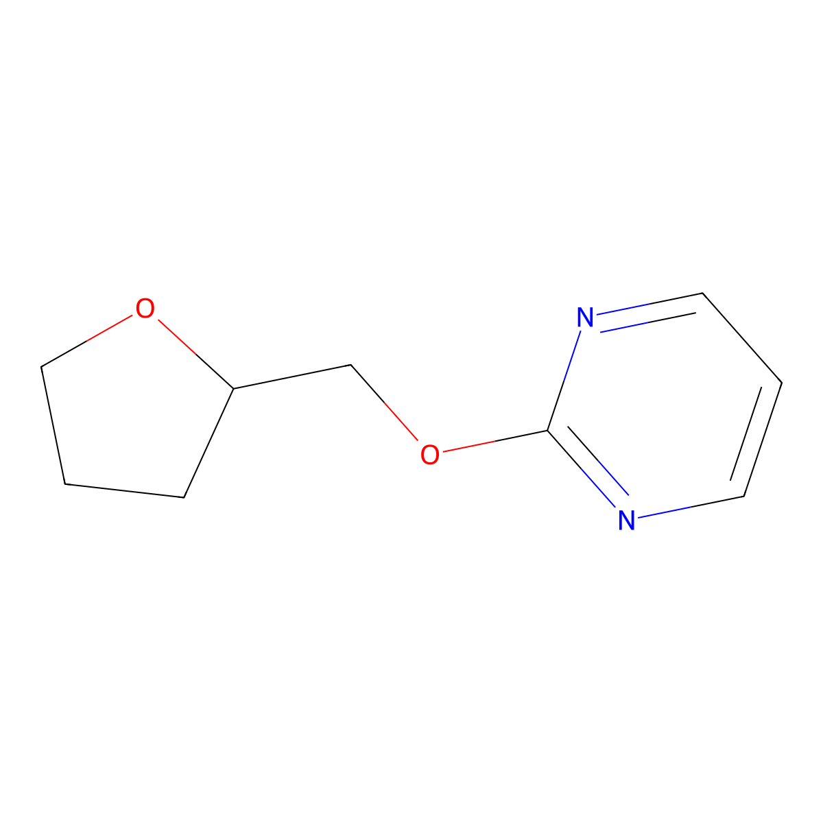 2-[(Oxolan-2-yl)methoxy]pyrimidine molecular structure, CAS 2176124-34-6