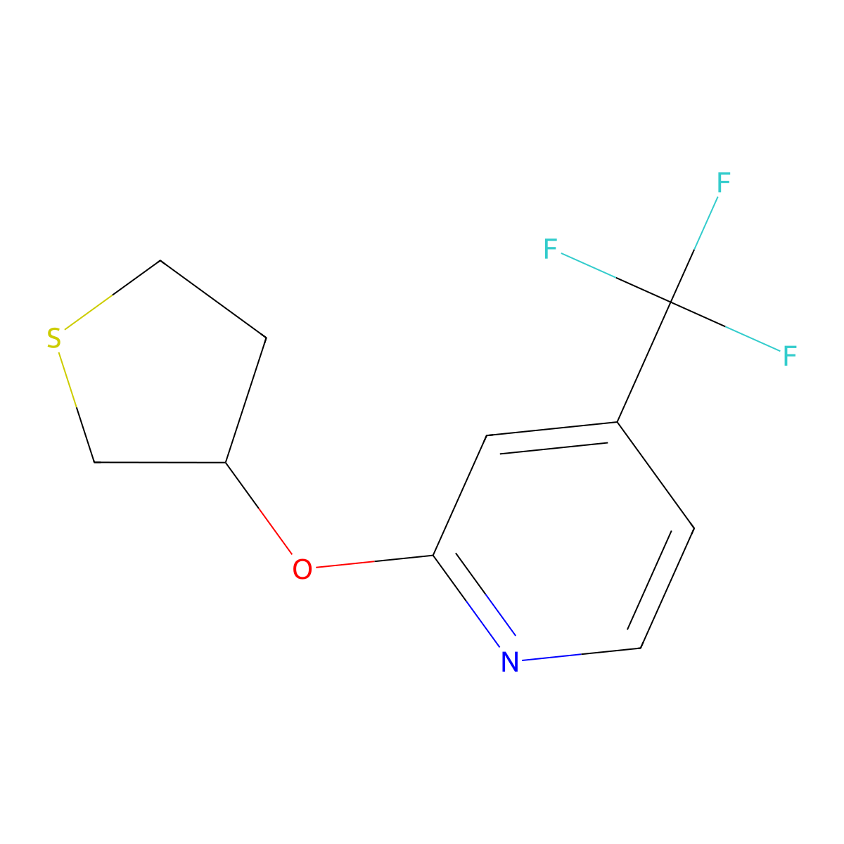 2-(Thiolan-3-yloxy)-4-(trifluoromethyl)pyridine molecular structure, CAS 2176124-36-8