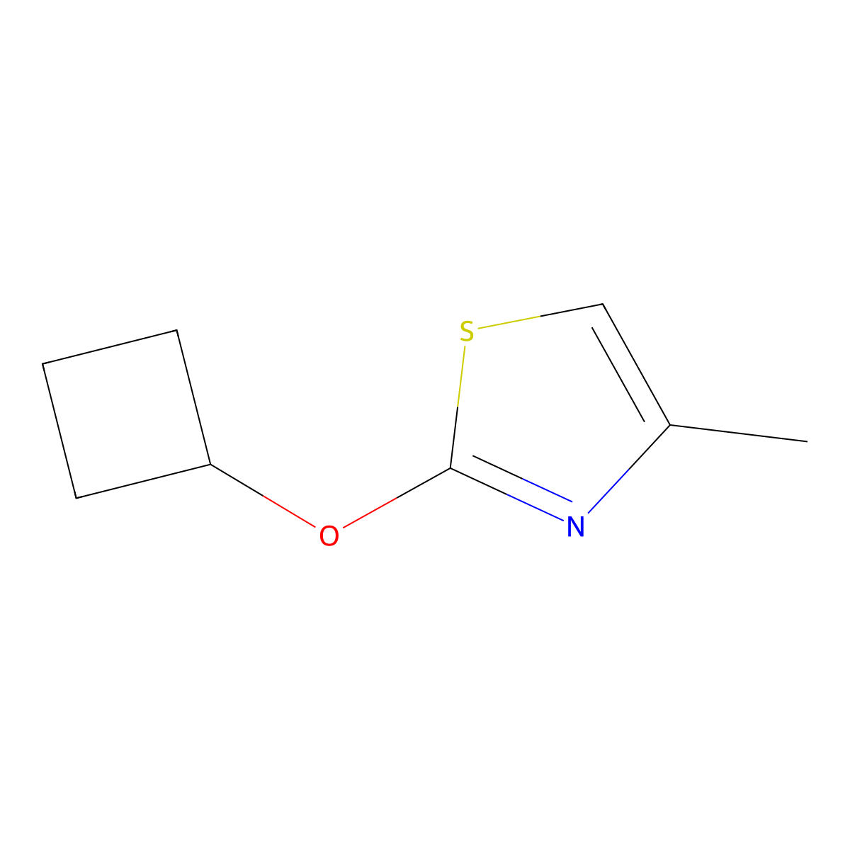 2-Cyclobutoxy-4-methyl-1,3-thiazole molecular structure, CAS 2176124-48-2