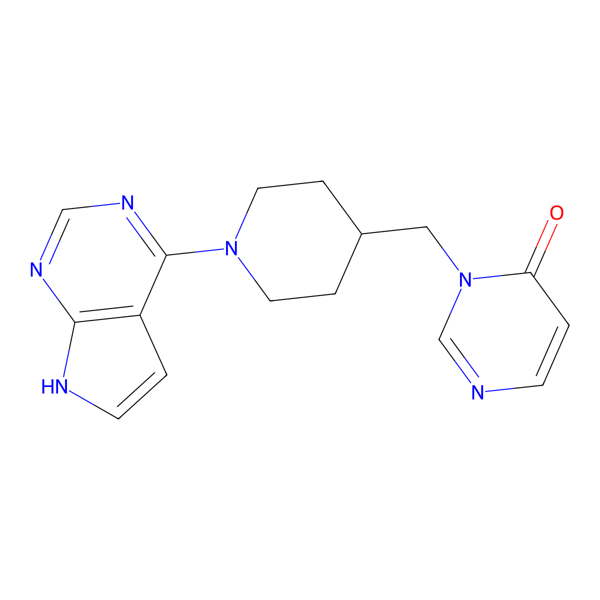 3-[(1-{7H-pyrrolo[2,3-d]pyrimidin-4-yl}piperidin-4-yl)methyl]-3,4-dihydropyrimidin-4-one molecular structure, CAS 2176124-61-9