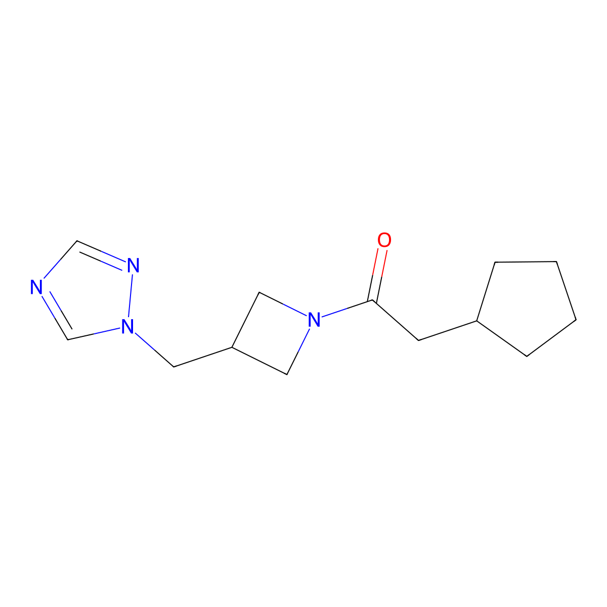 1-(3-((1H-1,2,4-triazol-1-yl)methyl)azetidin-1-yl)-2-cyclopentylethan-1-one molecular structure, CAS 2176124-73-3