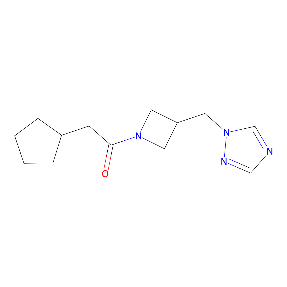 1-(3-((1H-1,2,4-triazol-1-yl)methyl)azetidin-1-yl)-2-cyclopentylethan-1-one molecular structure, CAS 2176124-73-3